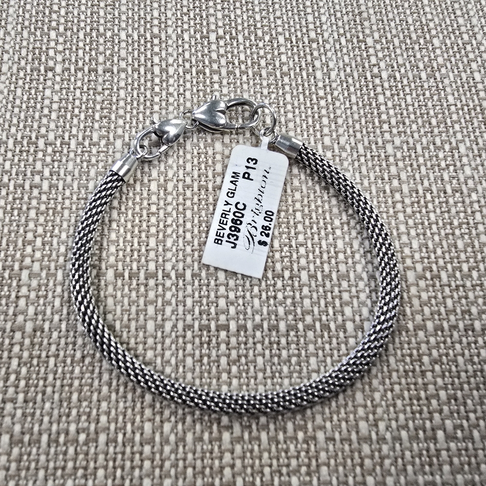 Brighton Beverly Glam Silver Plated Braided Mesh Bracelet